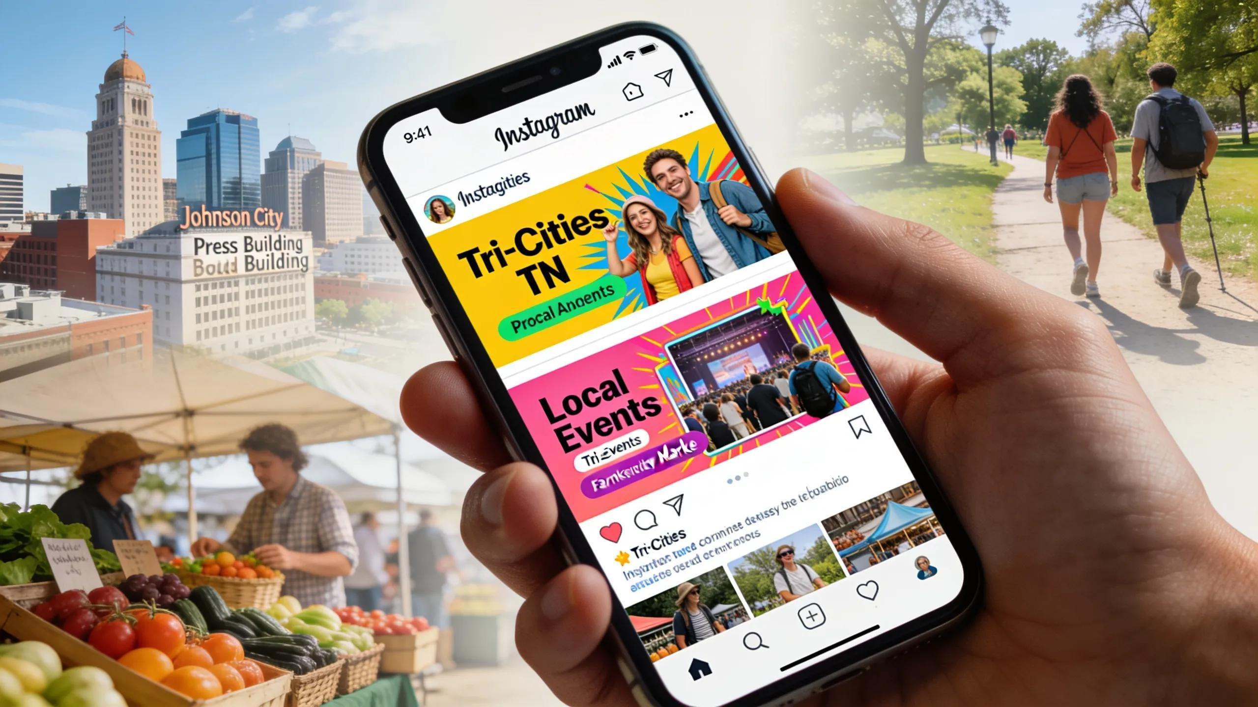Smartphone displaying engaging Instagram ads promoting local events in Tri-Cities