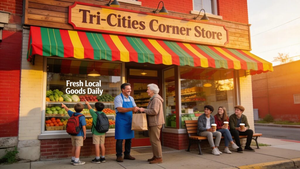 Local business storefront in Tri-Cities reflecting vibrant community engagement and customer interaction
