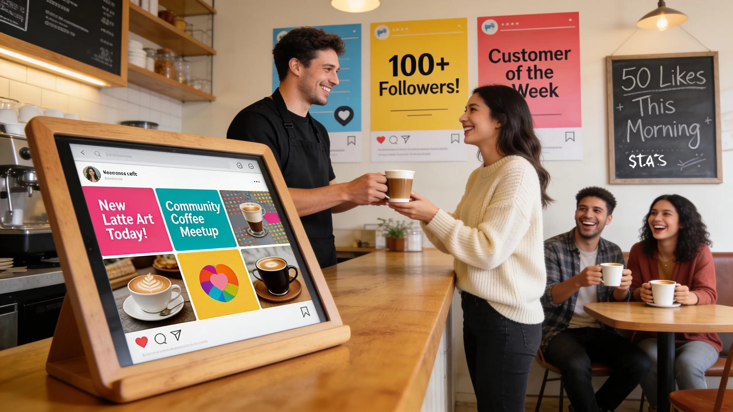 Local café utilizing social media to enhance customer engagement and community interaction