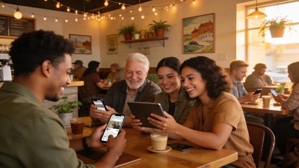 Lively café scene in Tri-Cities showcasing community engagement through social media
